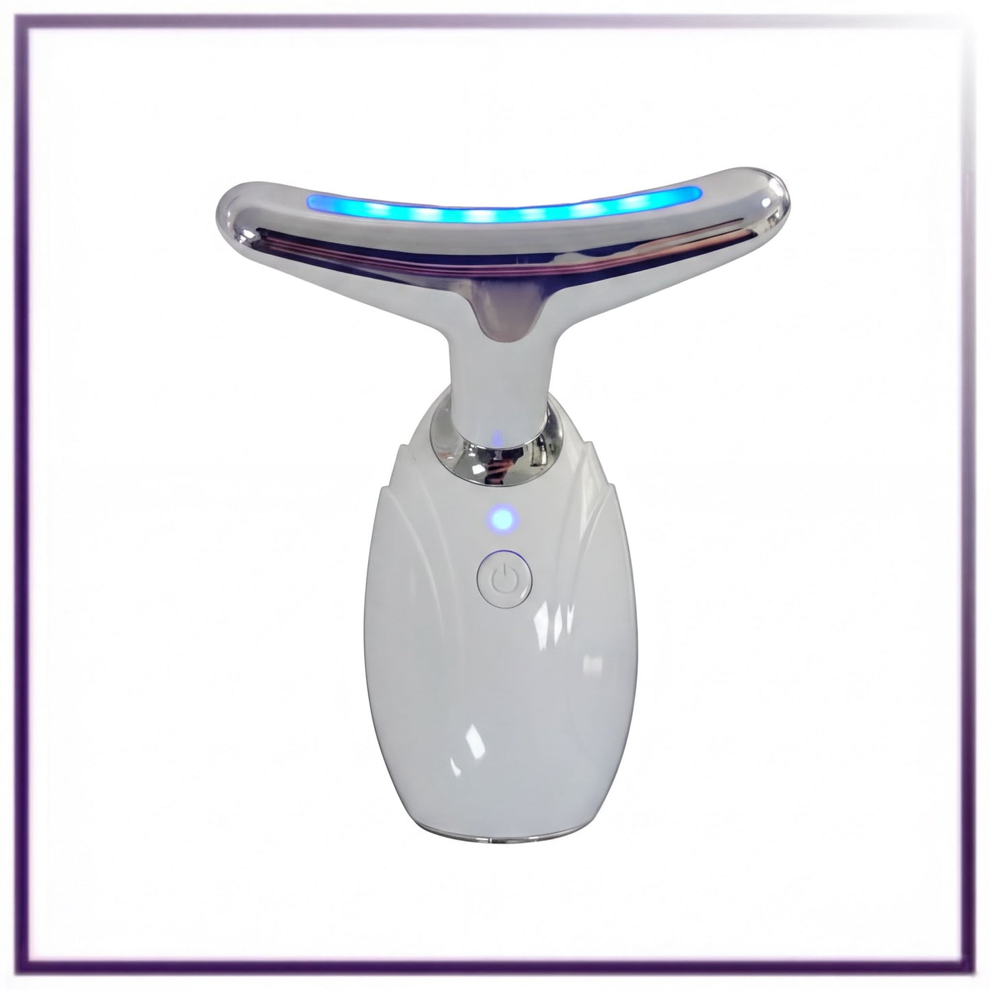 A white dental appliance with a blue light on top, designed for dental treatment or oral hygiene purposes.