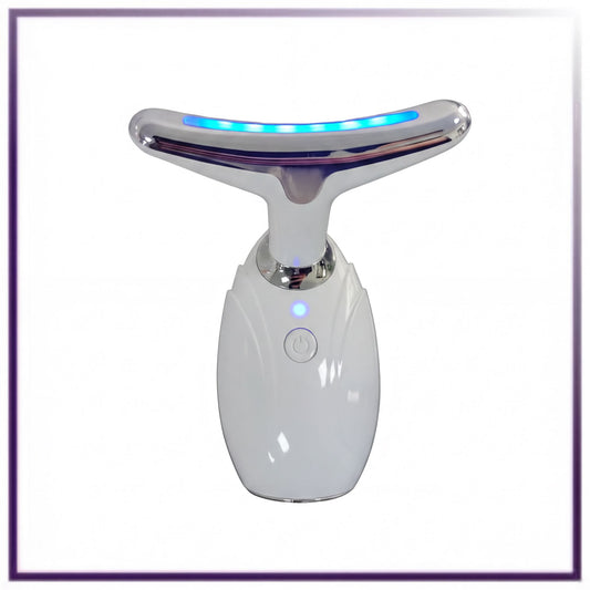 A white dental appliance with a blue light on top, designed for dental treatment or oral hygiene purposes.