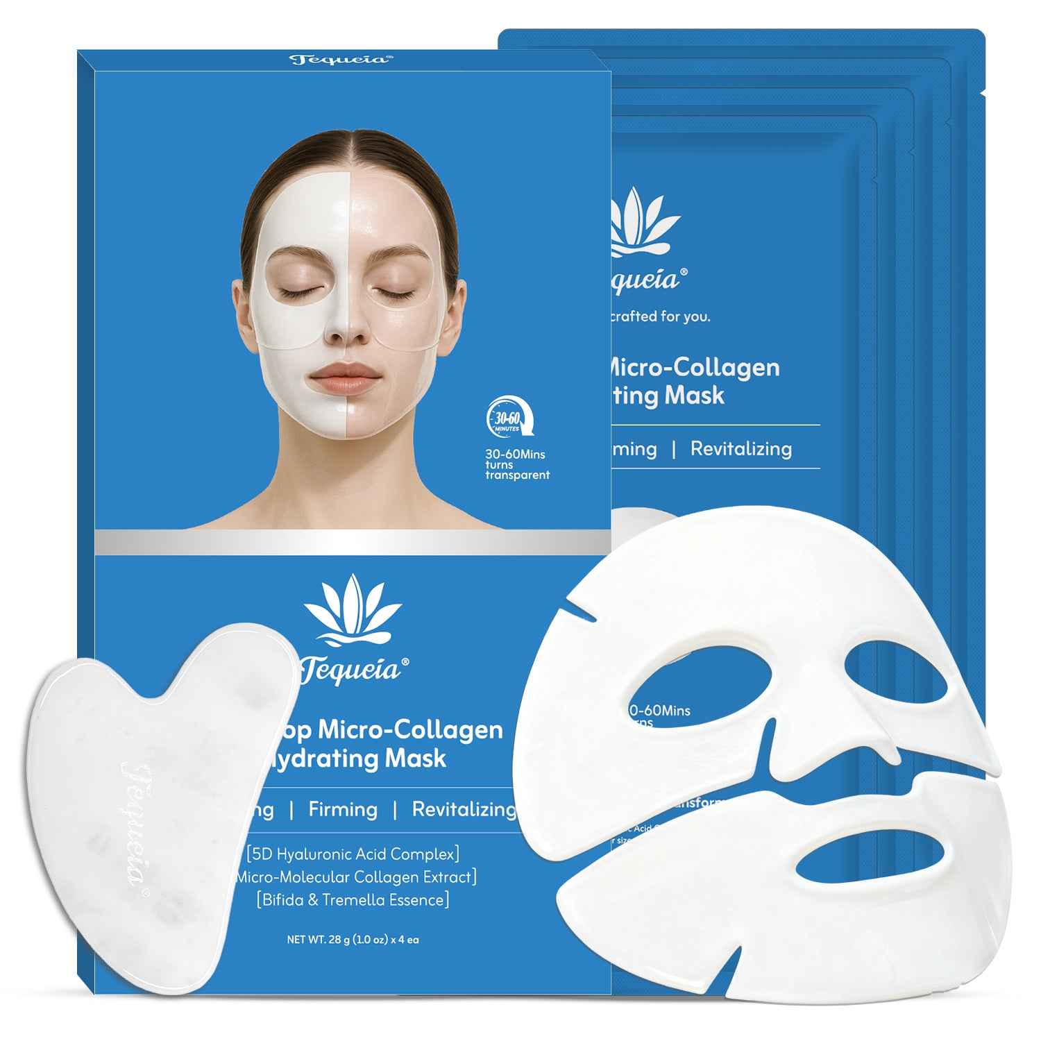 TEQUEIA Collagen Night Wrapping Mask - Bifida Ferment & Pro-Xylane Barrier Recovery For Glass Skin - 4 Sheets
