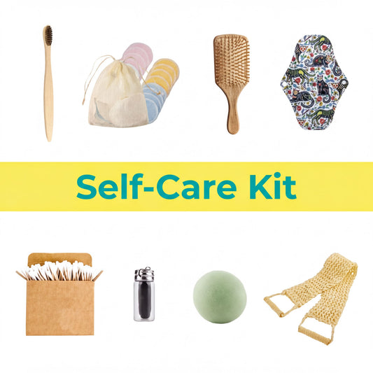 a picture of a self care kit with a lot of items