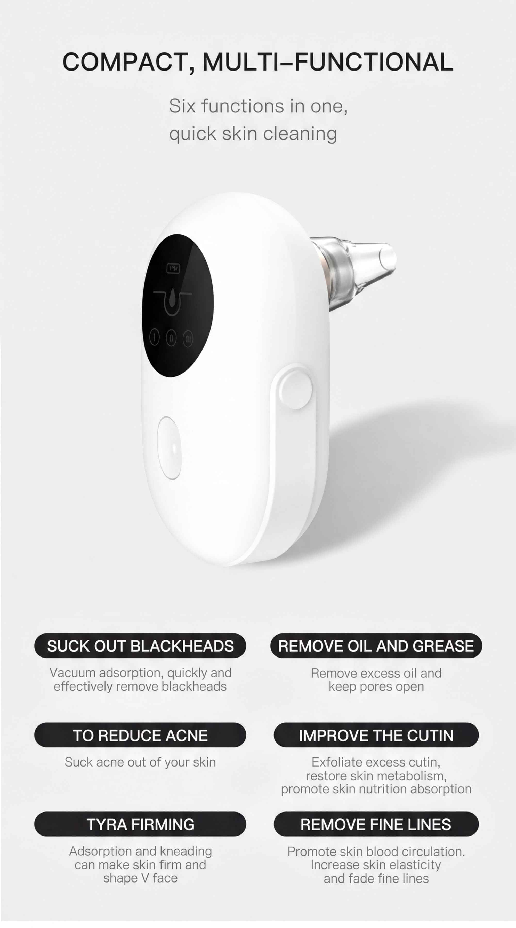 Blackhead Remover Vacuum – Portable Face Deep Pore Cleaner With USB Charging