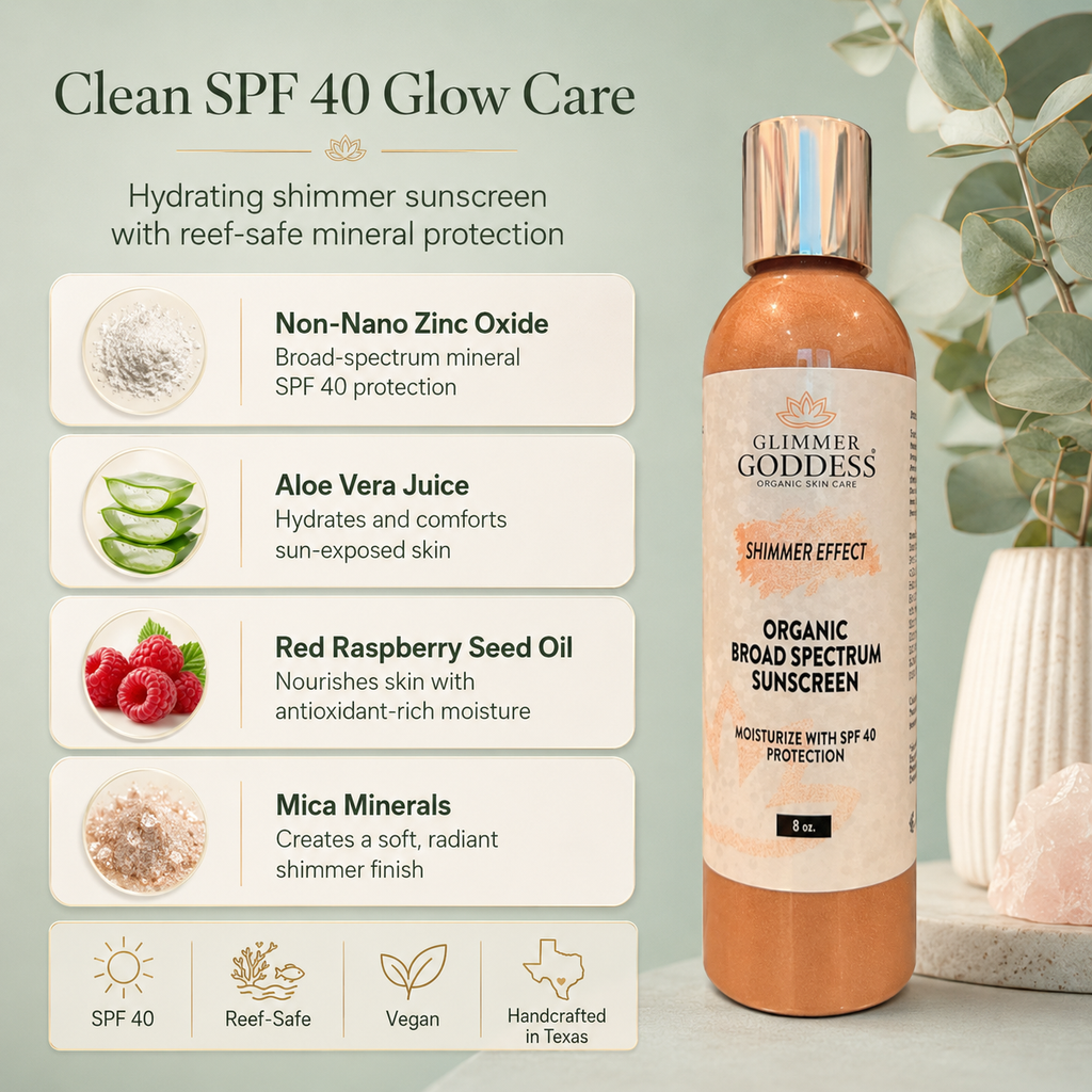 Goddess Glow Shimmer Suntan Lotion SPF 40 – Reef-Safe Radiance - Harmony Beauty